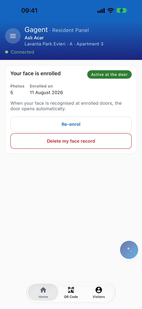 Face registration screen.